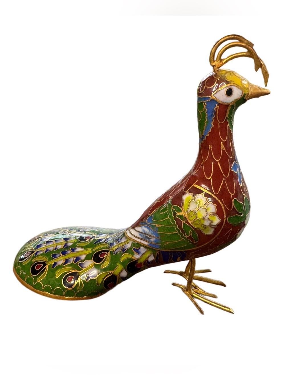 Vintage Cloisonné Peacock Figurine